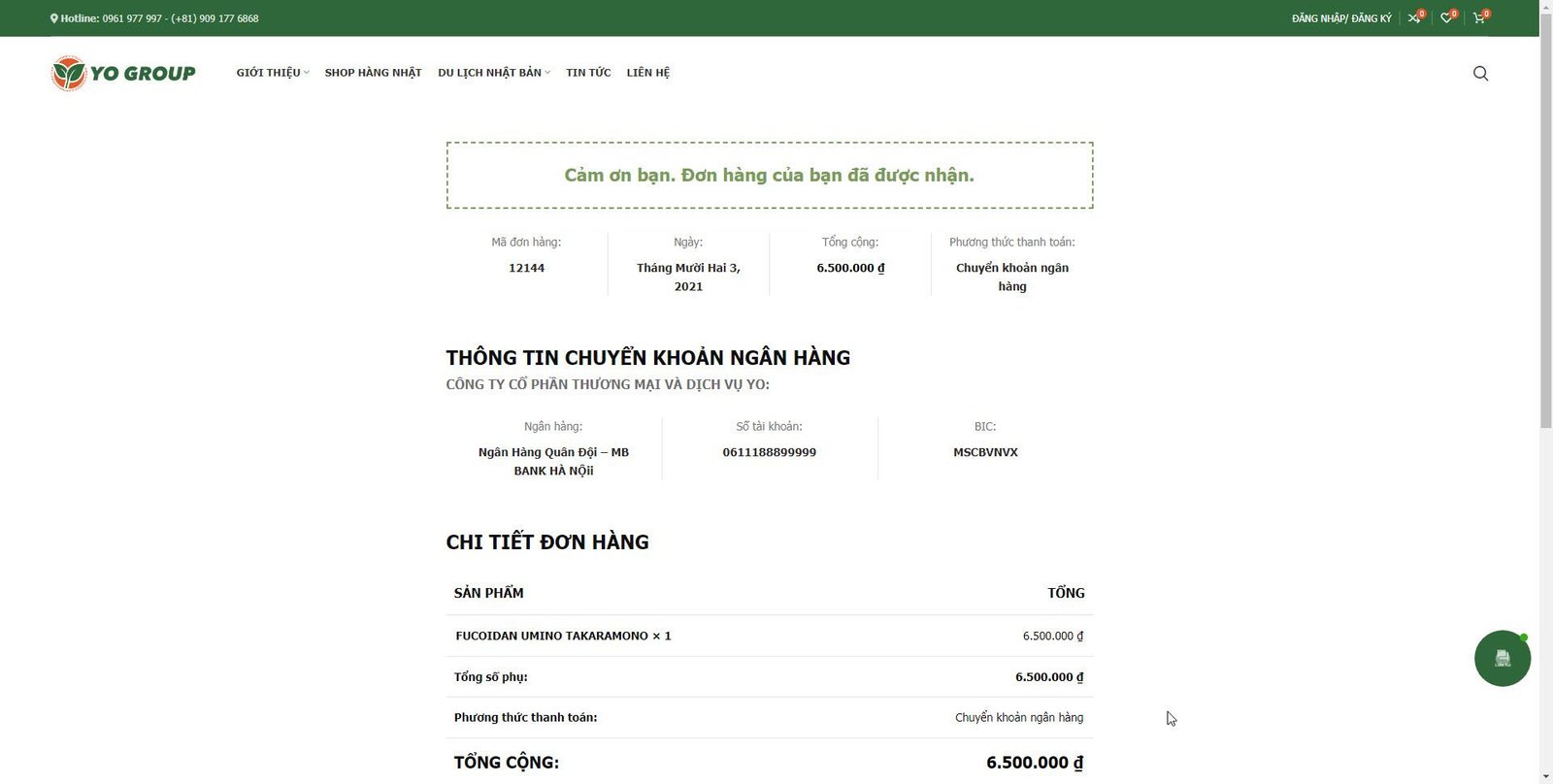 huong dan dat hang online tai yo group 06